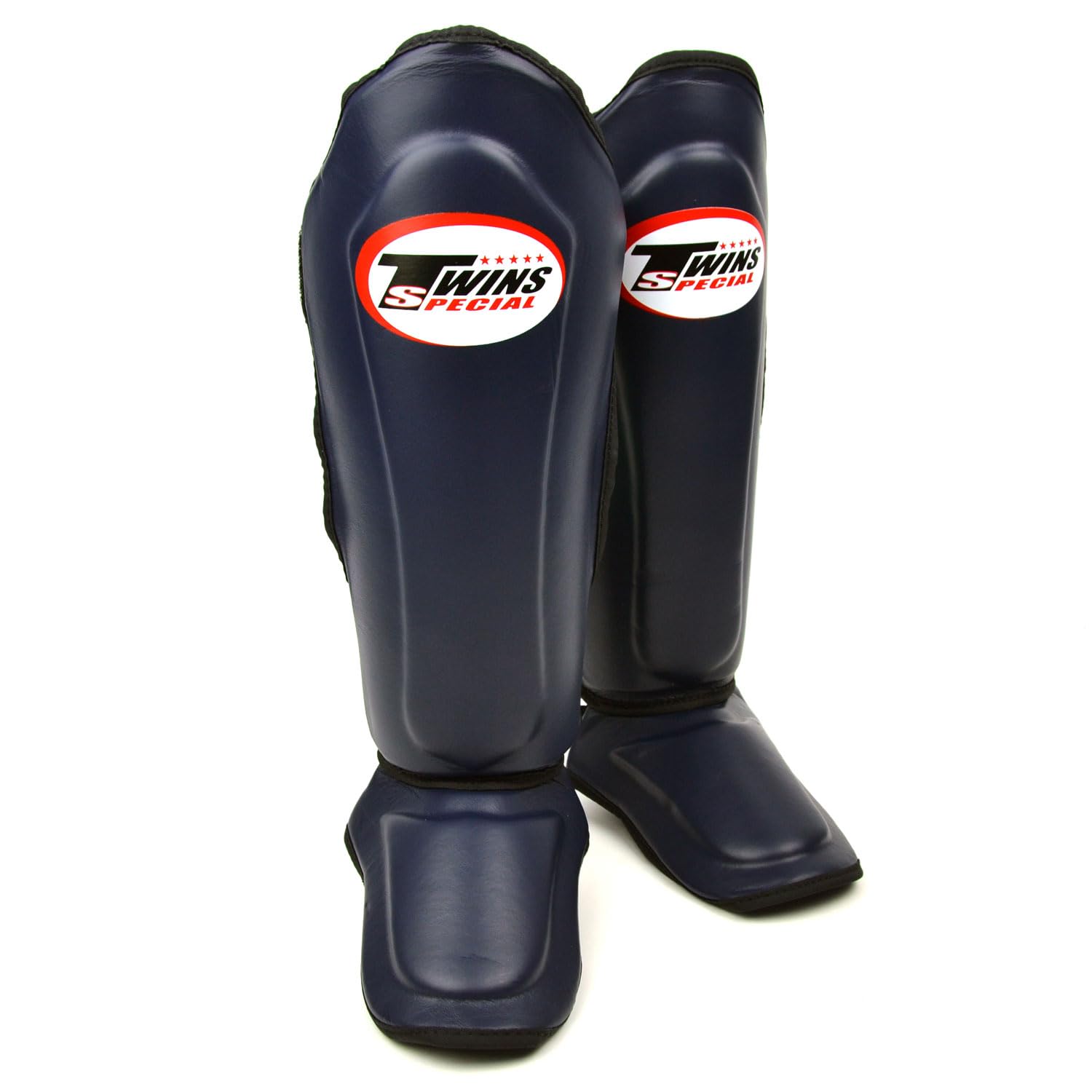 Twins Special SGL10 Genuine Leather Shin Pads, Double Padded - For Muay Thai, Kickboxing & MMA Training & Sparring (Navy/Black, Small) โ image 1