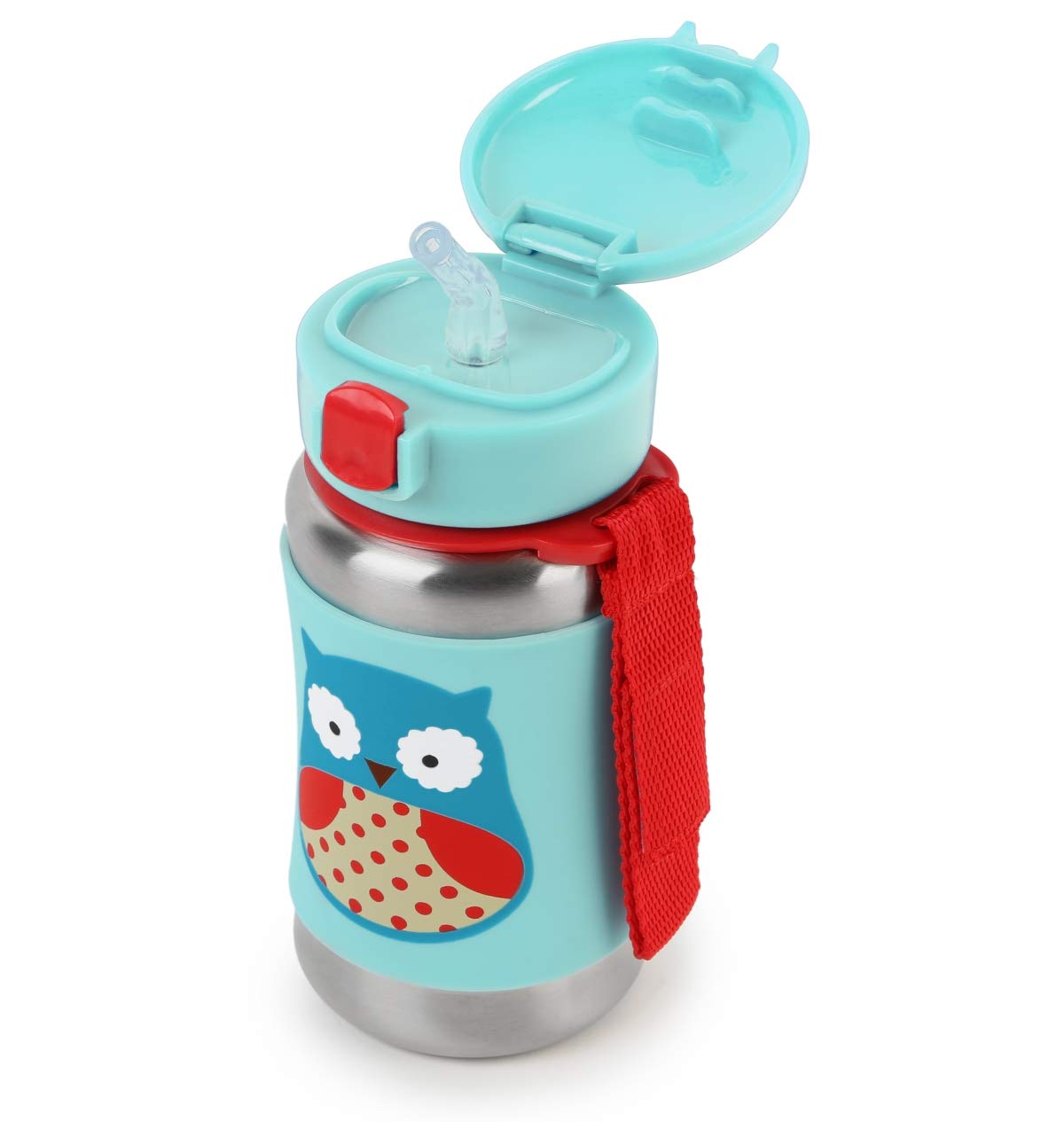 Skip Hop Toddler Sippy Cup with Straw, Zoo Stainless Steel Straw Bottle, Owl