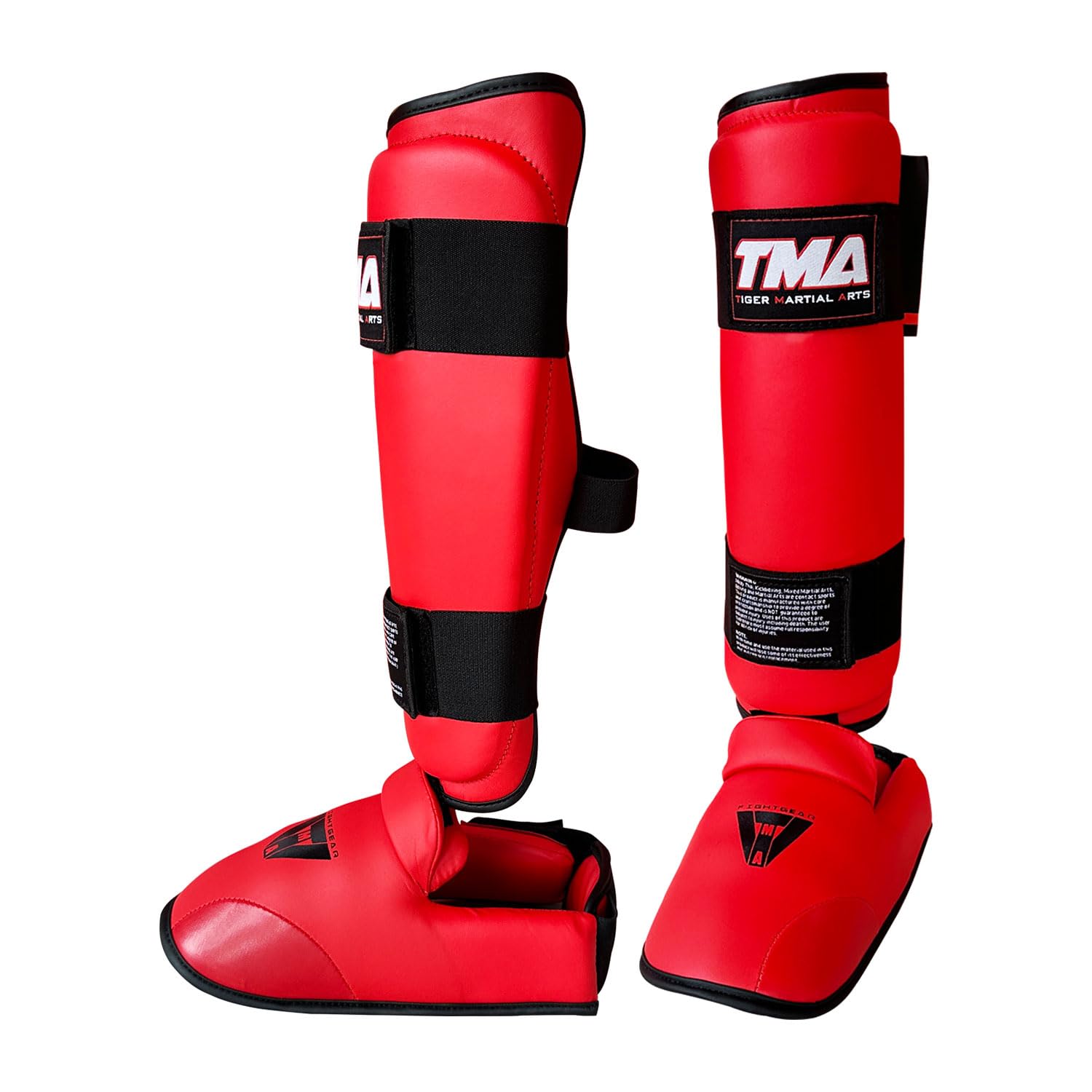 TMA Kids Taekwondo Shin Instep Protector Leg Foot Sparring Gear Guard (Red, Medium)