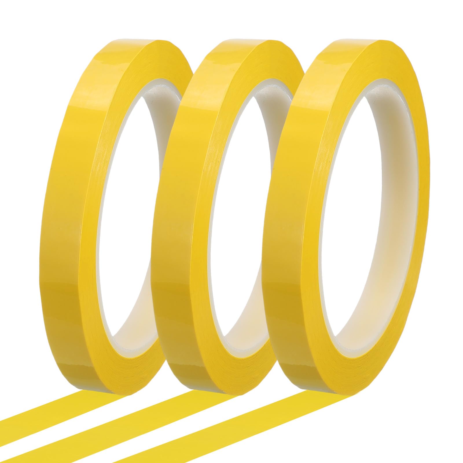 sourcing map Whiteboard Tape 12mm x 66m Pinstripe Graphic Chart Line Grid Marking Tapes for Classroom Office Dry Erase Board Art, Dark Yellow, Pack of 3