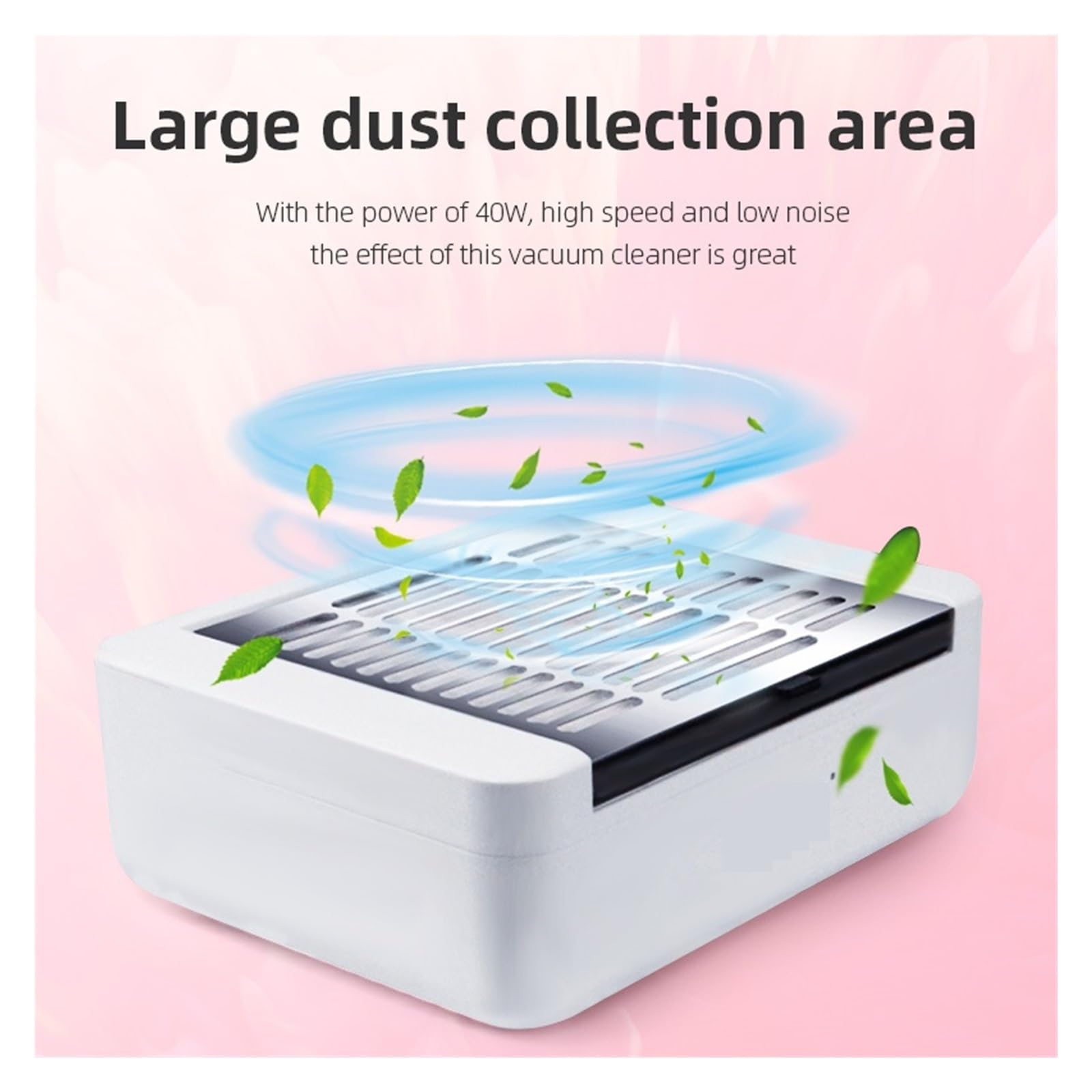 MRKU Aspirateur à poussière pour Ponceuse à Ongles avec Filtre Lavable, Silencieux et Puissant, 40 W, pour manucure et Vernis Semi-Permanent. Idéal pour Le Retrait des Vernis Semi-permanents.