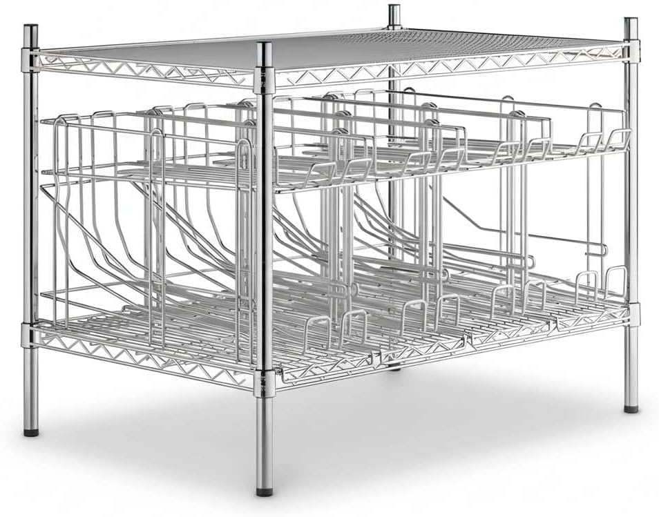 24" x 36" x 27" Chrome Wire Shelving System with 4 FIFO Can Racks for #10 and #5 Cans, NSF