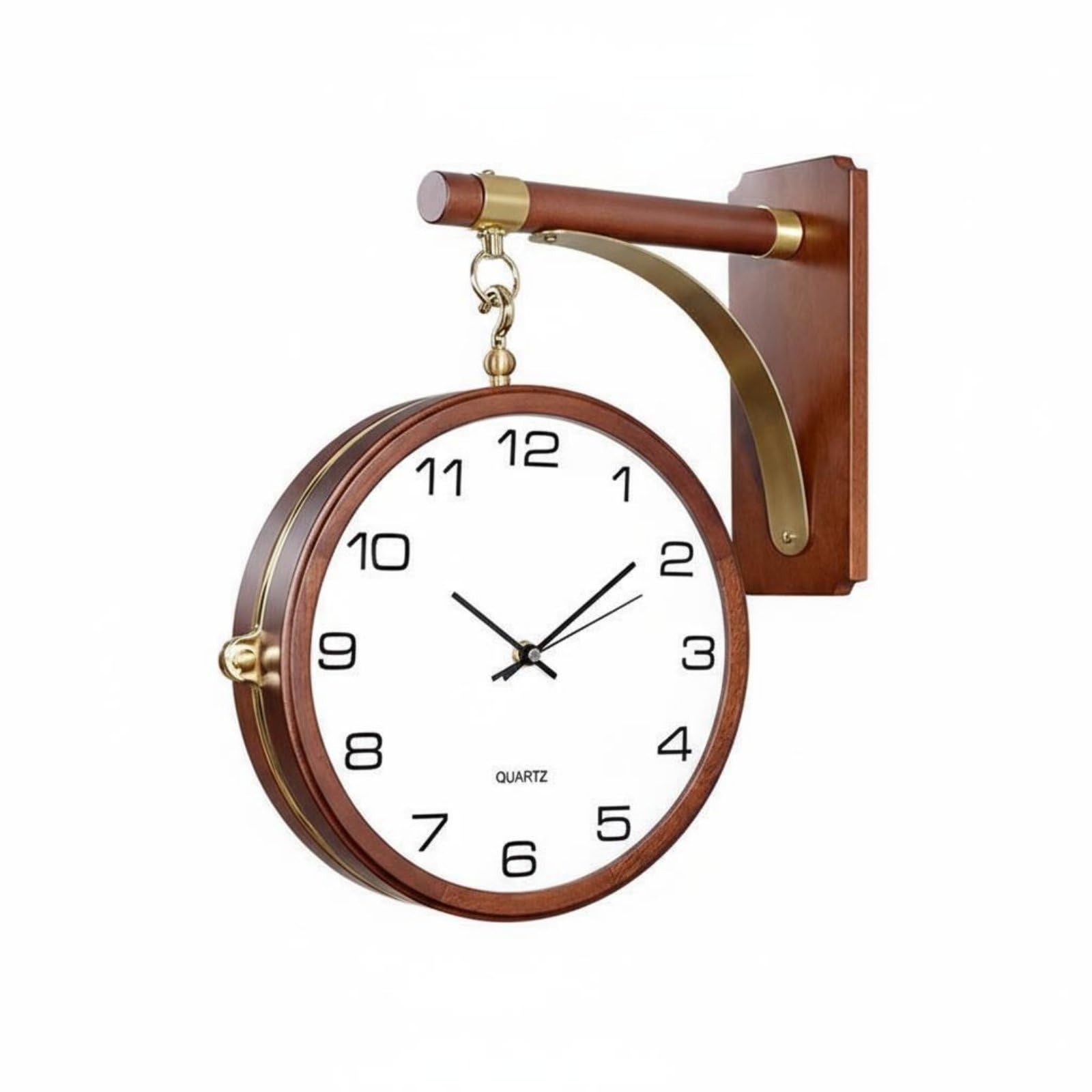 Baoblaze Orologio da Parete con Quadrante Doppio E Design Elegante in Legno Massello con Meccanismo Silenzioso Rotazione Completa Adatto per Ufficio, color to 10, Metalmv+Lega+Bco+F