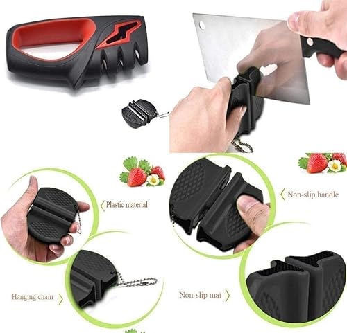 Miniatura 6 de Afilador de cuchillos de cocina, herramienta profesional para reparar, afilar y pulir cuchillas, herramienta de afilado manual de 3 etapas, diseño