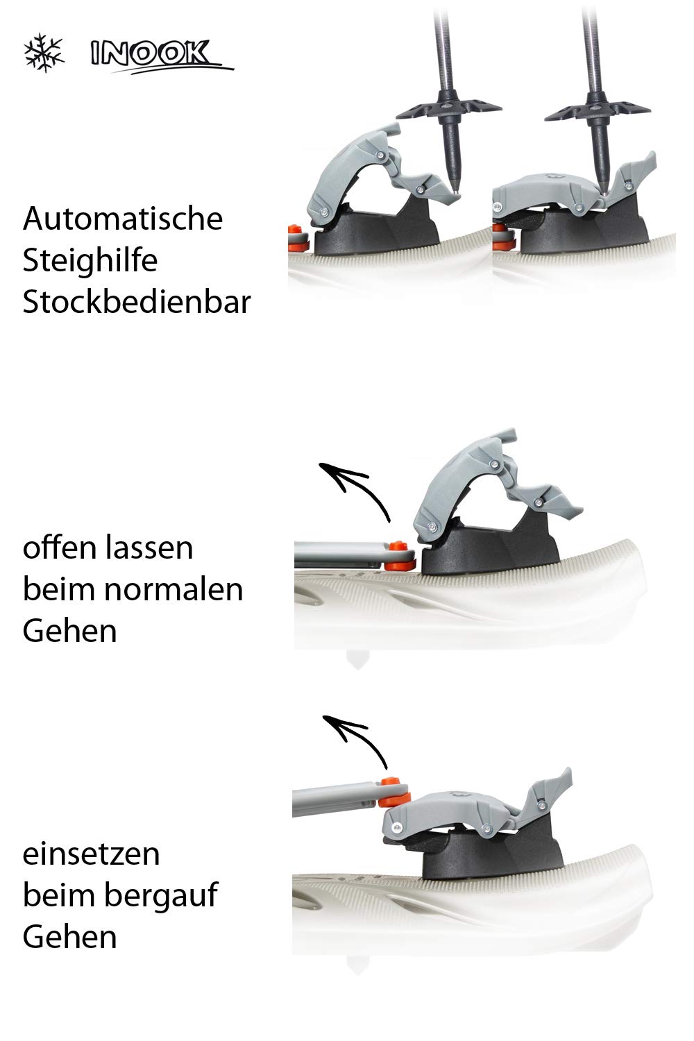 Inook Alpin OXL Schneeschuhe Mit Steighilfe für Herren & Damen I Softpadbindung I Individuell Größenverstellbar Mit Vielen Patentierten Funktionen