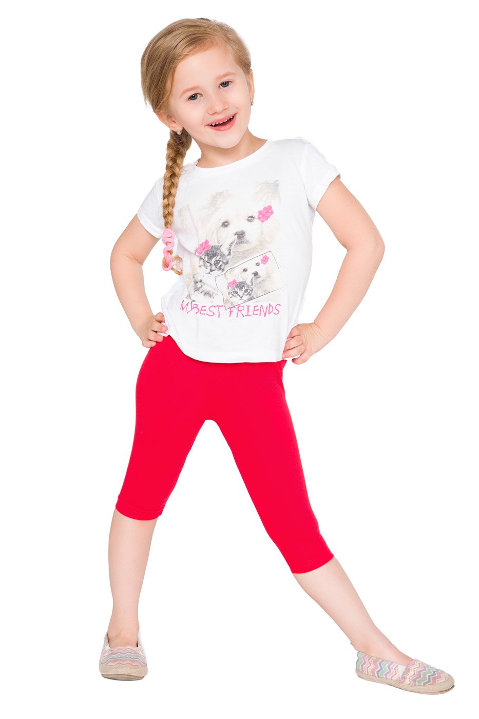 hi!mom Girls Cropped Leggings 3/4 Lenght - Cotton Basic Opaque Stretchy Dance Sport School Summer Capri Leggings - Pants for Kids Leggings — view 10