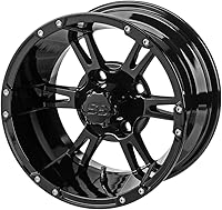 Vista 2 de Bundle - 9 Items: LSI Raptor 14" Golf Wheels Gloss Black 23" X-Trail Tires [for YamahaGolf Carts]
