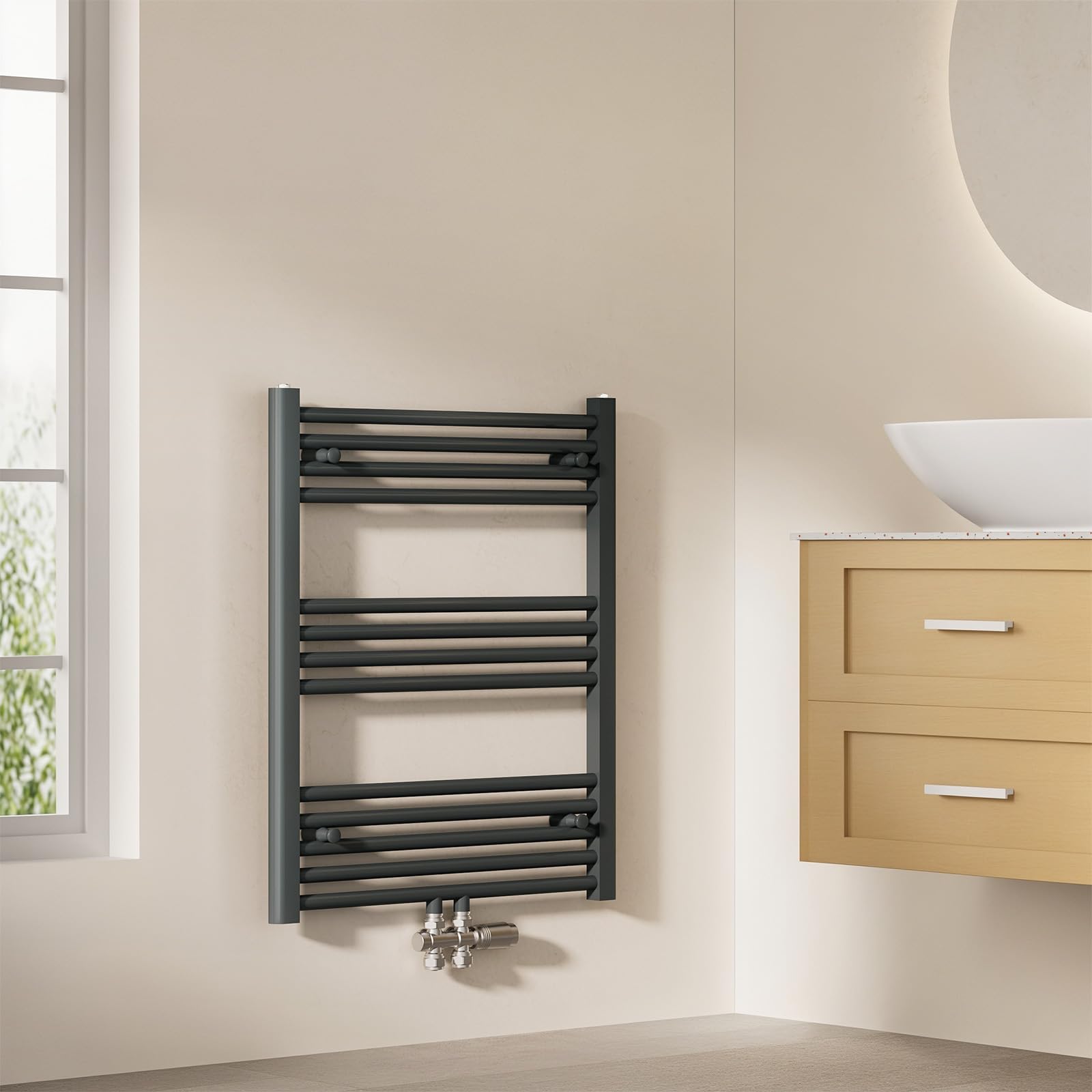Radiador de baño EMKE 75 x 60 cm blanco para secar toallas con calefacción eficiente