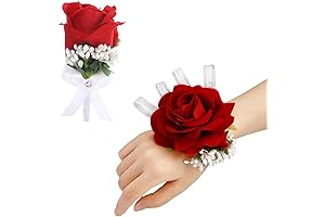Red Corsage and Boutonniere Set for Weddings and Proms
