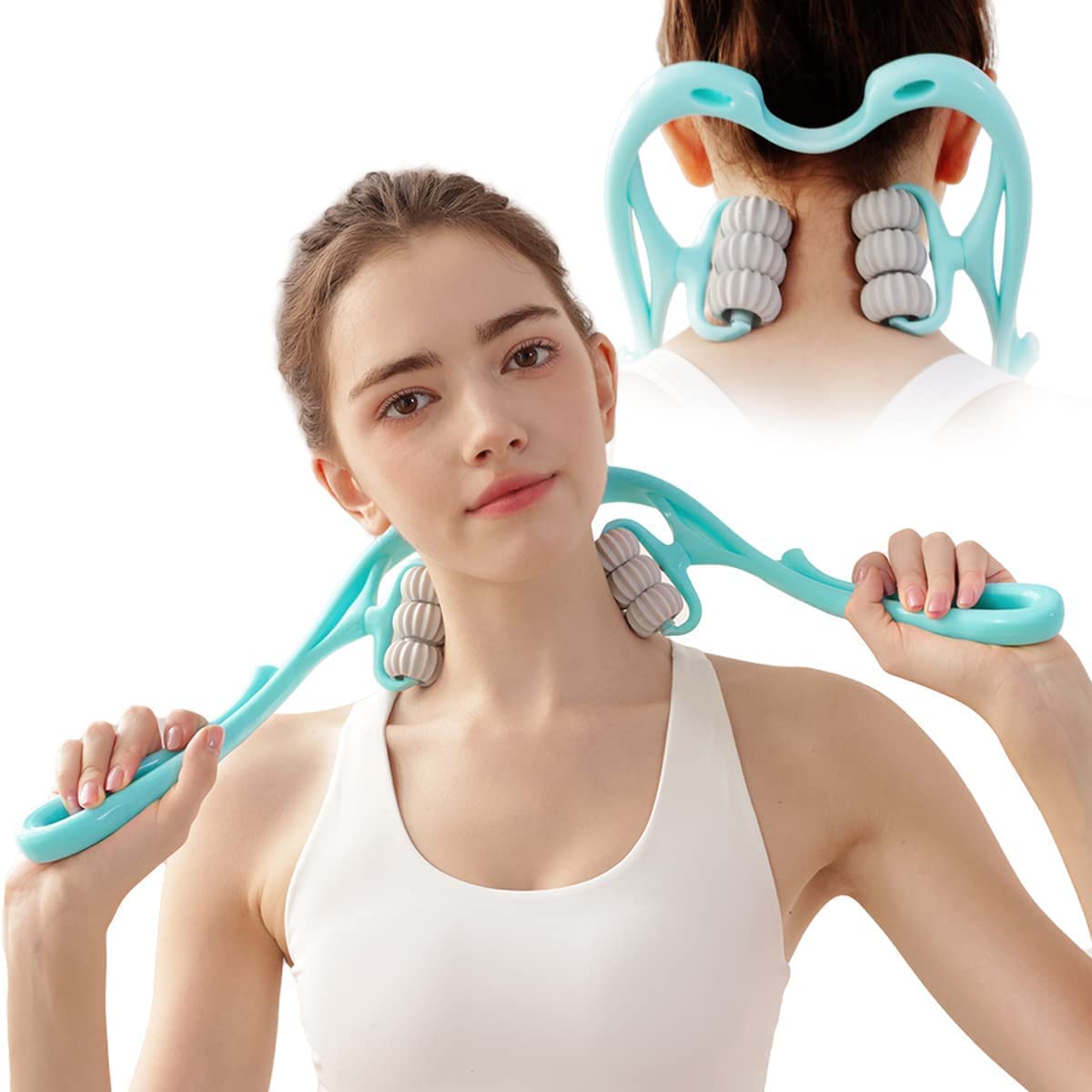 HBD Plastic 6 Wheel Manual Dual Pressure Cervical Neck Pain Relief Massage Roller, Acupressure Points Self Massager, Multi Colour, 1 Piece 2 61hSQXCSSiL. SL1200