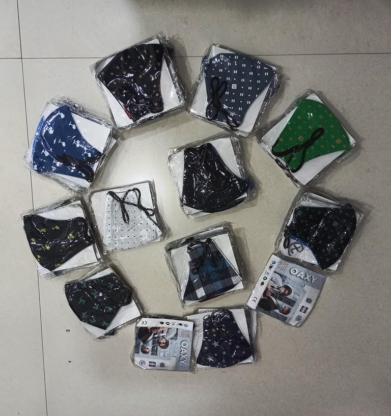 Cotton Face Masks, Assorted Prints and Colours. Pack of 5pc | Multiple Designs, Elastic Ear Loops, Unisex Wear, Washable Cloth, Pack of Many-picture-24