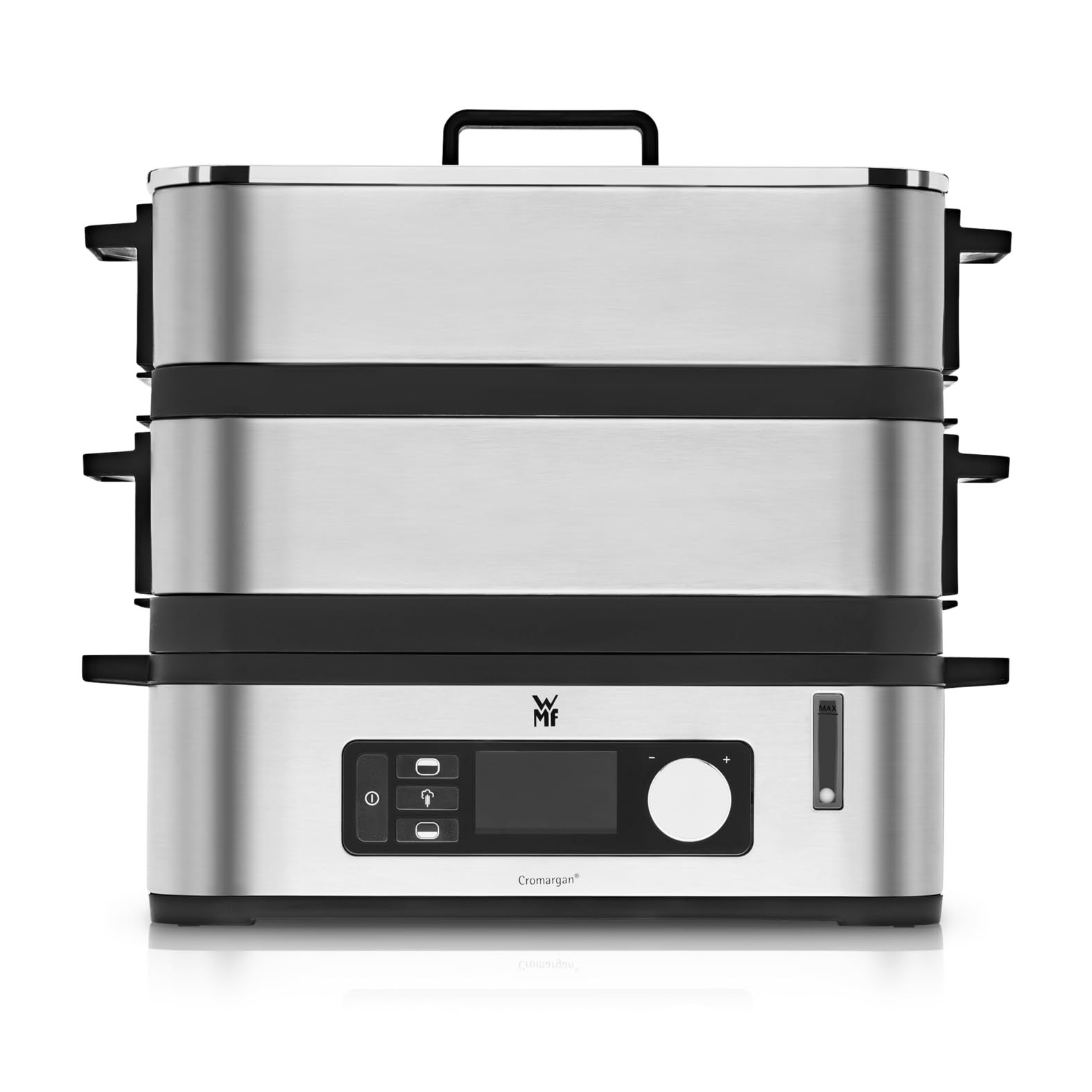 WMF Küchenminis Mini Dampfgarer elektrisch 4,3l, Dampfkocher mit Memory-Funktion, elektrische Dampfgarer, Warmhaltefunktion, Restlaufzeitanzeige, 2 Garbehälter