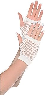 Amscan Short Fishnet Gloves, Party Accessory, White