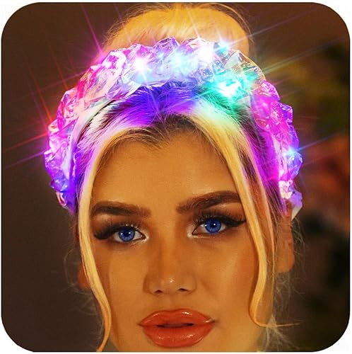 CAKURE Diadema iluminada banda luminosa para el cabello diadema luminosa aro láser para discoteca fiesta disfraz decoración para el cabello