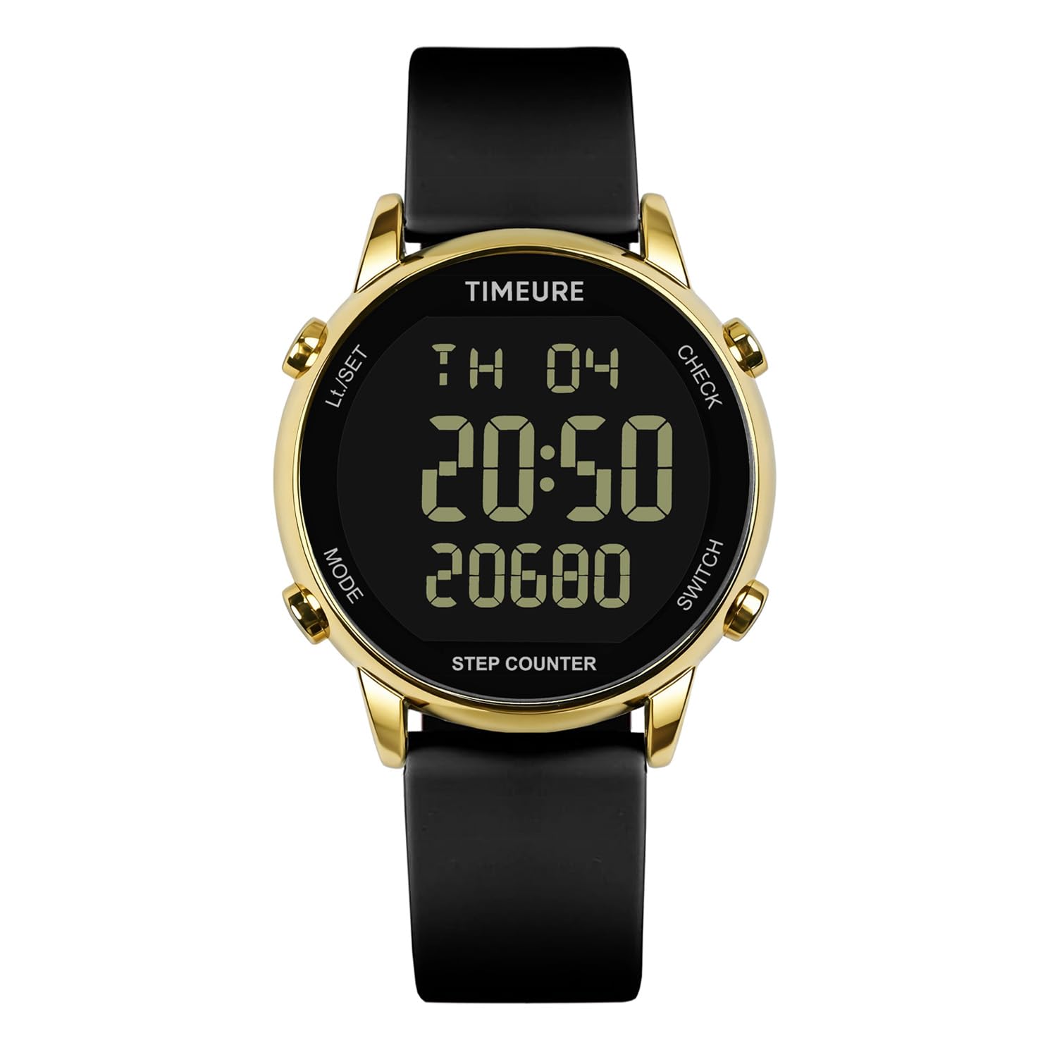 TIMEURE TU-2509 Pedometer Watch in Gold Black color