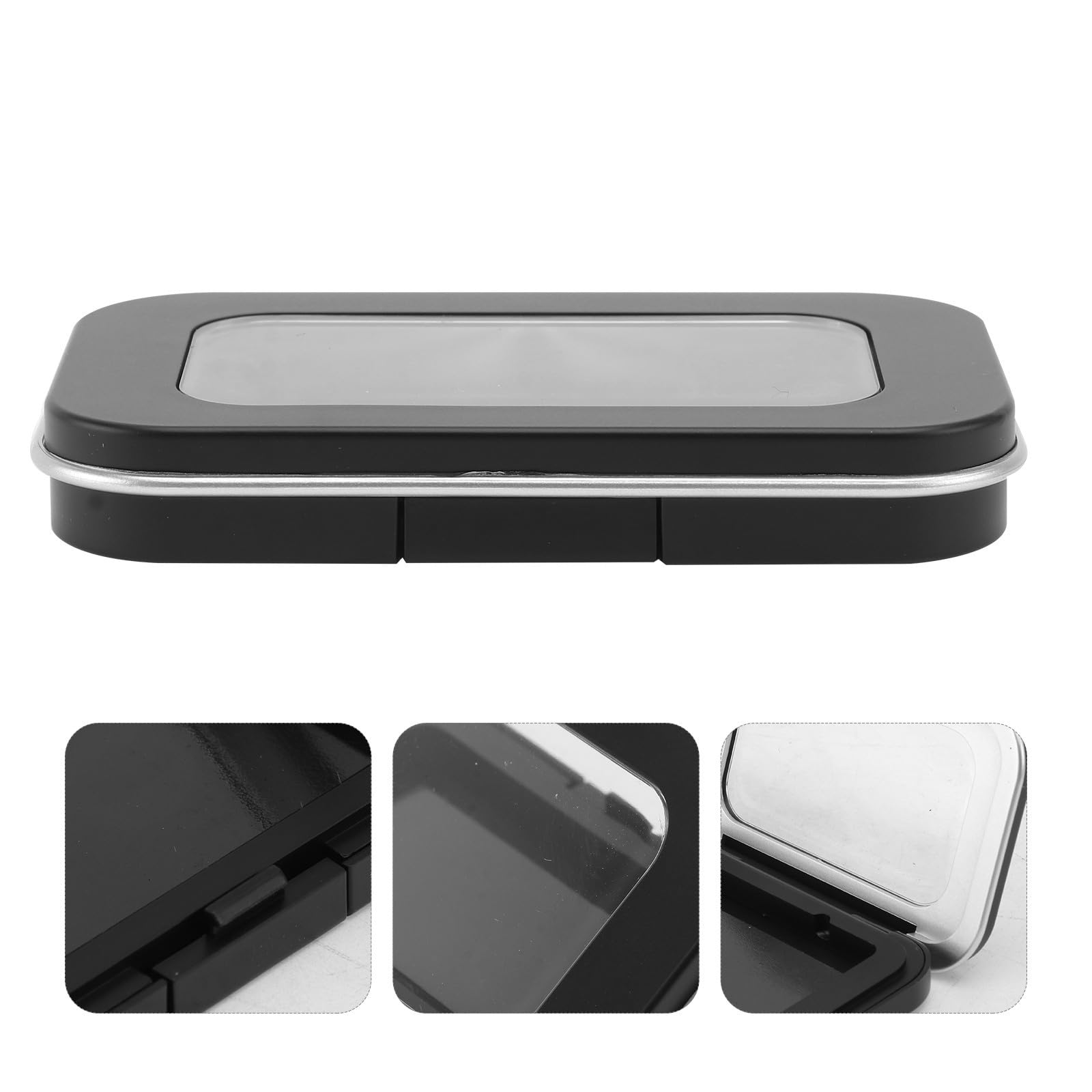 2 Stück Magnetischer Lidschattenbehälter aus Kunststoff, Schwarz | Leere Rougebehälter für Selbstgemacht Kosmetik, Tragbar für Reise und Make Up