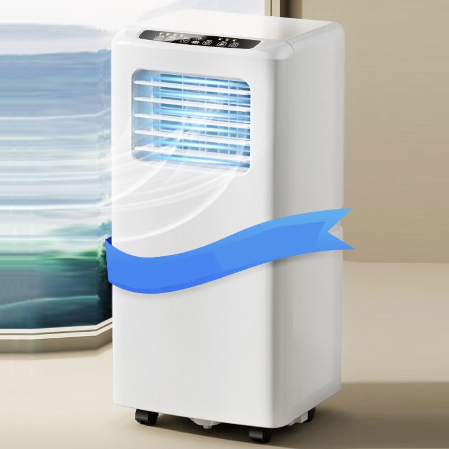 Tragbare Klimaanlage, 10000 BTU, Fernbedienung, kühlt Räume bis zu 550 m², ideal für Home Office oder Schlafzimmer, inklusive Fenster-Installationsset