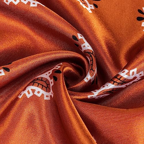 Image of DRESHOW 35 inch Large Square Satin Head Scarf - 4Pcs Silk Accessories Classic Patterned Squares Beach Bandanas for Women