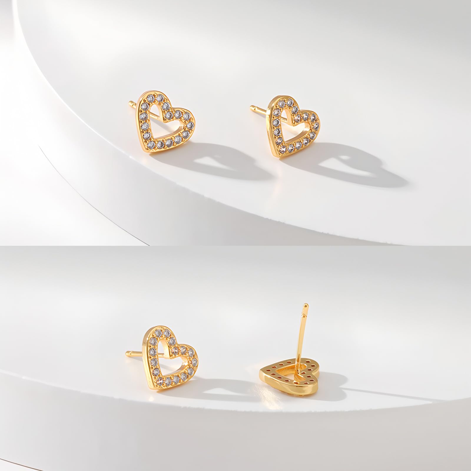 3 Paia Orecchini a Cerchio con Cuore Pendenti Argento Sterling 925 Orecchini Oro Cuore da Donna Piccoli Orecchino in Oro per Donna Ragazze con Scatola