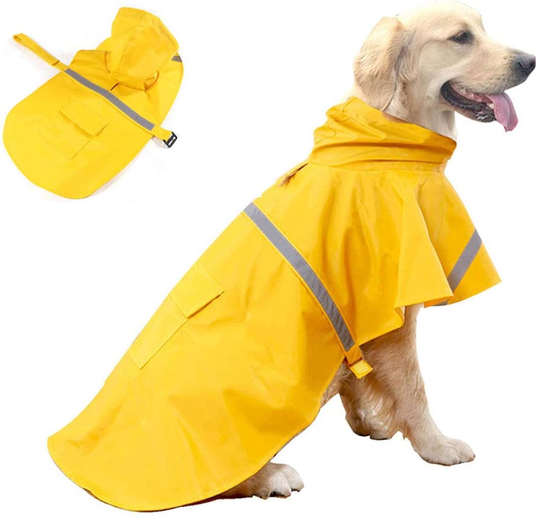 TWODOGS Dog Raincoats for Large Dogs with Reflective Strip Hoodie, Double Reflective Strip, Dog Poncho for Large Dogs