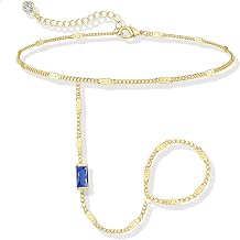 Birthstone Gold Bracelets for Women Trendy 14K Gold Plated Hand Chain Bracelet Stack Stackable Friendship Birthday Bracelets Gifts Christmas Stocking Stuffer for Women