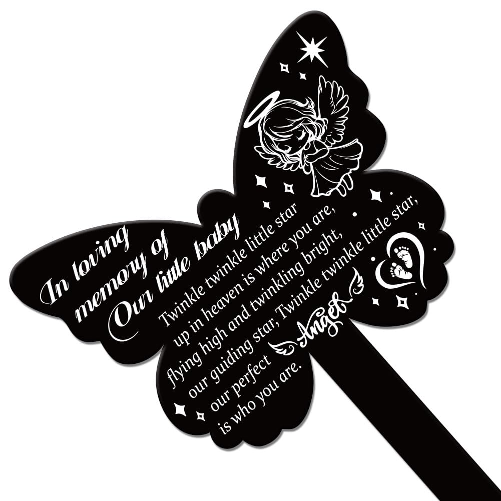 GLOBLELAND Butterfly Shaped Angel Garden Memorial Remembrance Stake - Acrylic Waterproof Plaque for Cemetery Yard and Grave - Image 2