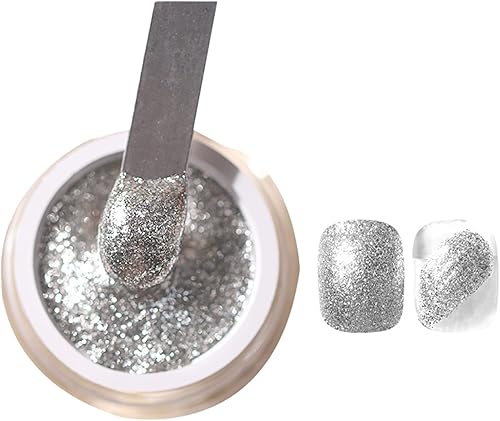 Grebest Pintura de uñas en gel de alta densidad de platino decorativo varios colores pintura de uñas UV polvo fino compatible con mujeres plata
