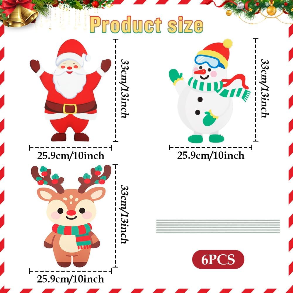 Hiznomgs Christmas Decorations Outdoor Yards Signs with Stakes, 3 Pcs Santa Claus Snowman Reindeer Christmas Decor for Garden Lawn Pathway Patio Holiday New Year Home