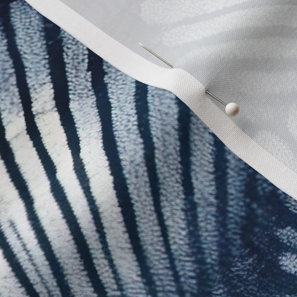 Spoonflower Fabric - Indigo Shells Coastal White Blue Modern Abstract Art Deco Petals Printed on Petal Cotton Fabric Fat Quarter - Sewing Quilting Apparel Crafts Decor