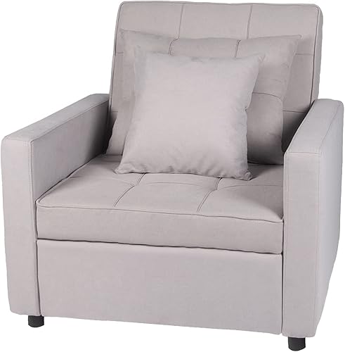 Miniatura 32 de Polar Aurora Silla de sofá cama convertible 3 en 1, tumbona, sillón reclinable individual para espacio pequeño con respaldo ajustable (verde)