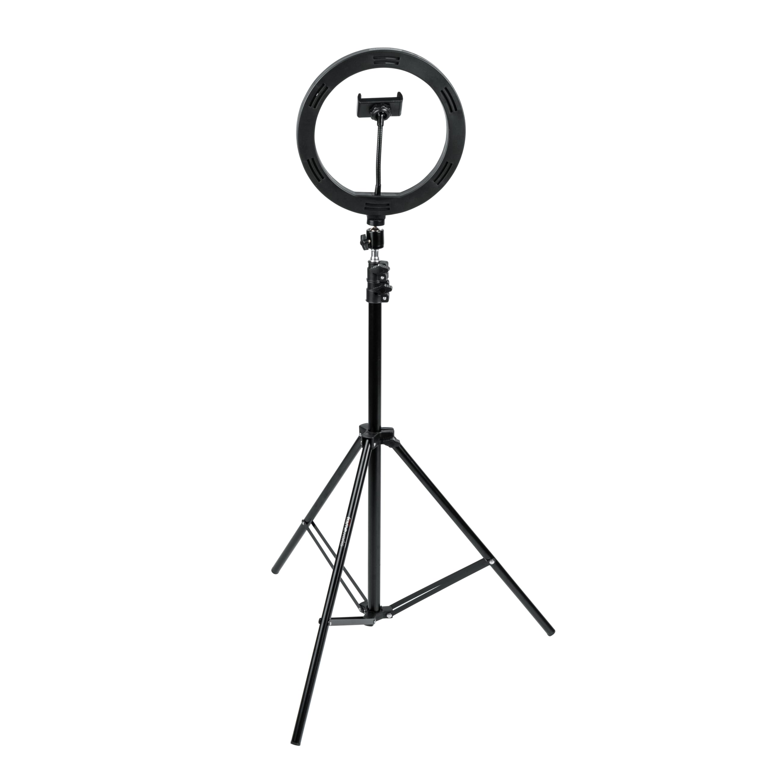 Gator Frameworks 10-calowa lampa LED pierścień ze statywem podstawa ze stojakiem na telefon (GFW-RINGLIGHTTRIPD)