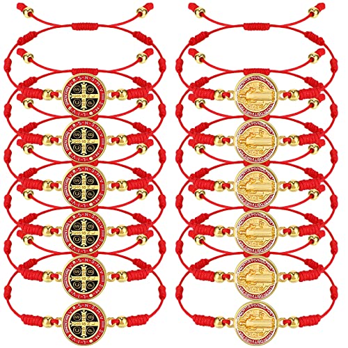 Fumete 12 Pieces 7 Knot Catholic String Bracelets Recuerdos De Confirmacion Catolica Adjustable Rosary Bracelet for Women Men