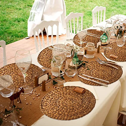 Sinmoe SINMOE-LUAU GREEN-7565 100 Pack Disposable Woven Paper Place Mats Bulk Disposable Braided Rattan Pattern Paper Placemats Round Water Hyacinth Print Paper Placemats Farmhouse Table Placemats thumb #4