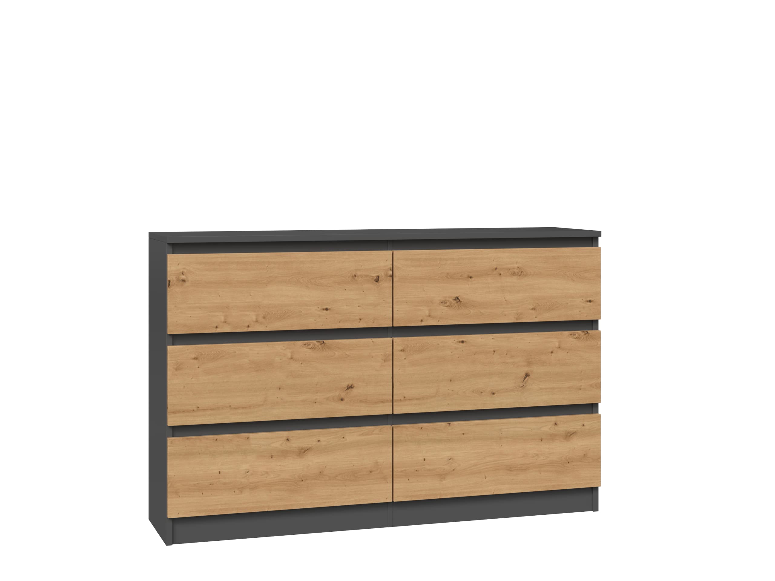 CDF Chest of Drawers with 6 Drawers 120 cm Width Sideboard Wide for Hallway Office Living Room Bedroom Cabinet Shelf Modern Durable Laminated Board 16 mm Anthracite/Artisan Oak 30x120x75 cm — image 1