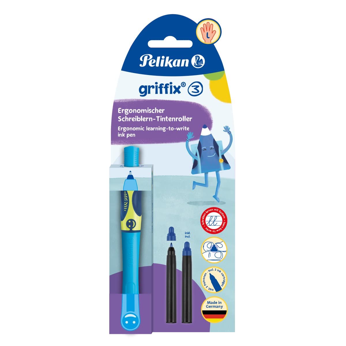Feutre fin pour gauchers Pelikan 820479 griffix bleu neon pack de 2