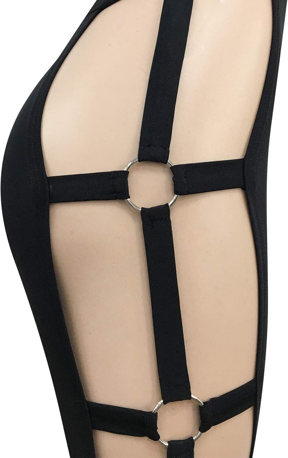 Miniatura 4 de Zoctuo - Overol sexy para mujer, sin mangas, con cuello halter, para fiesta, club, conjunto de 2 piezas, tiro alto, pantalones huecos