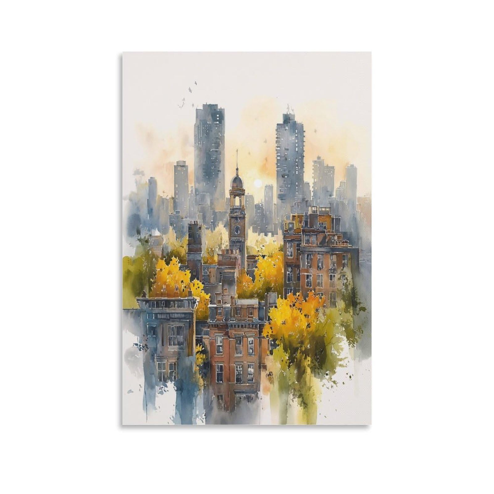 Toronto CN Tower Ontario 24x36inch(60x90cm) Vintage Travel Poster Watercolor Canvas Art