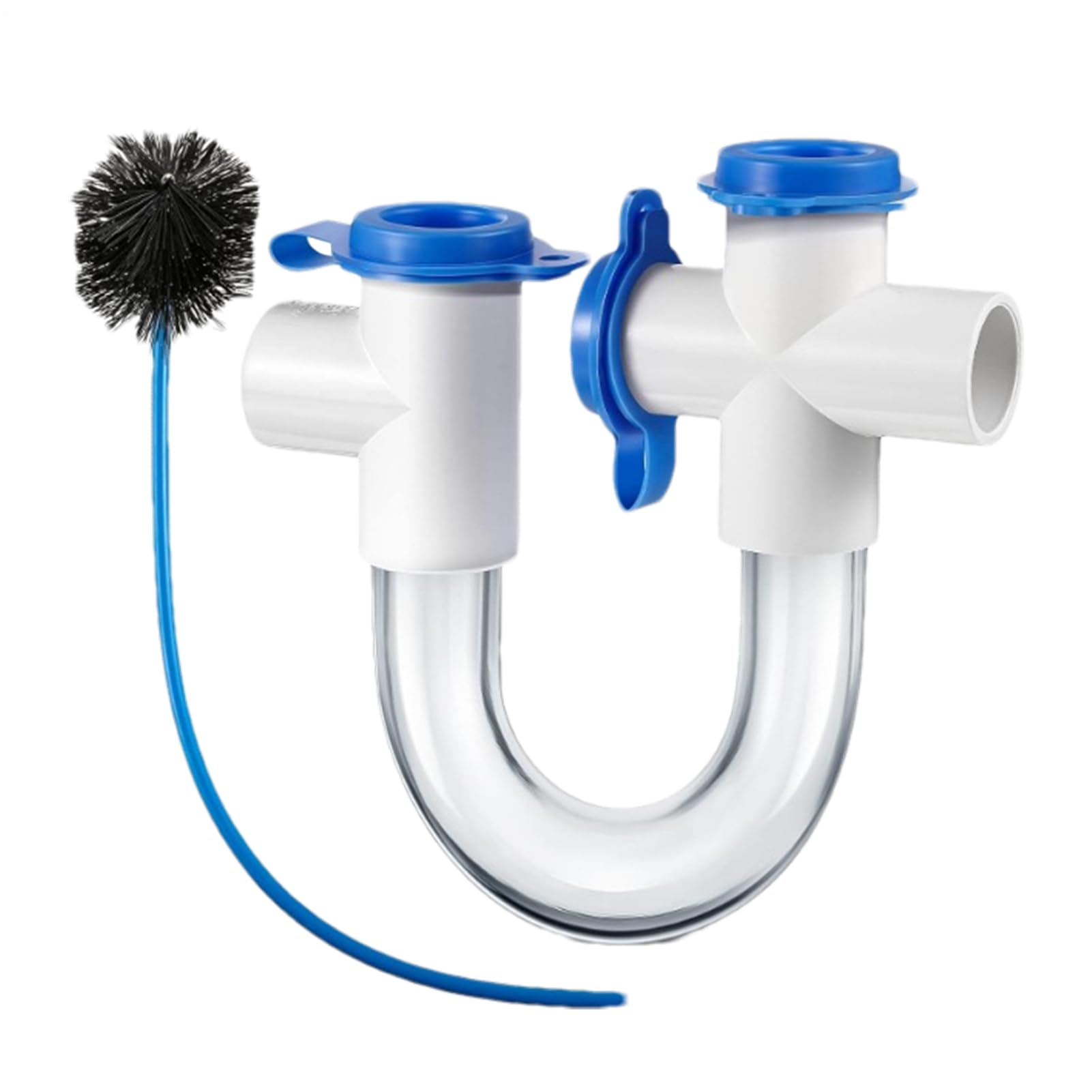 PVC Condensate Trap – 3/4 Inch Clear U Trap, AC Pipe Connector | Drain Cleaning Tool, HVAC Pipe Fitting Kit for Maintaining Condensate Drain System Smoothly and Preventing Water Blockages