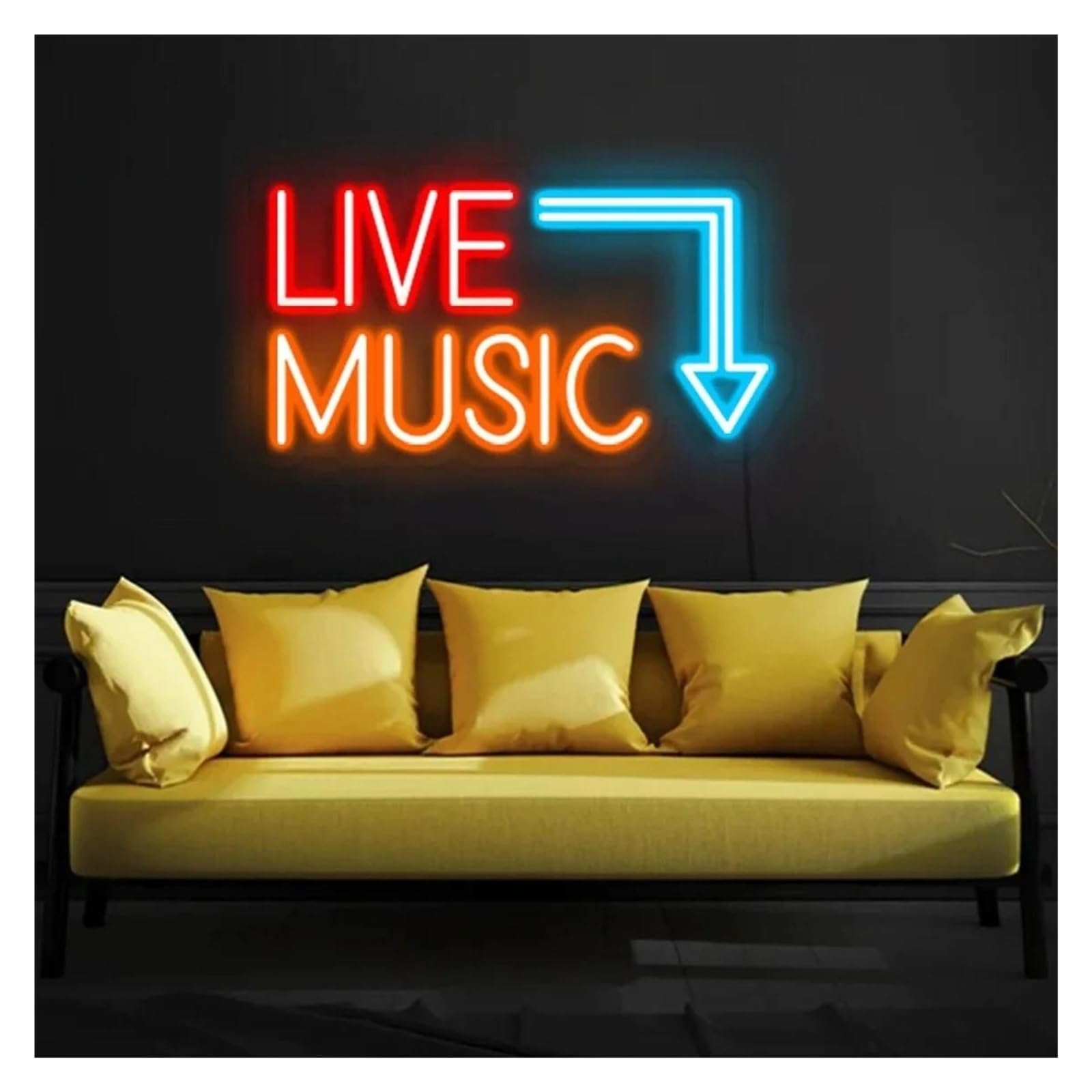 Insegna al Neon LED Insegna Al Neon LIVE MUSIC Con Luce LED Per Studio Di Registrazione Atmosfera Negozio Bar Festa Camera Da Letto Casa Decorazione Da Parete 40cmx24cm(H)