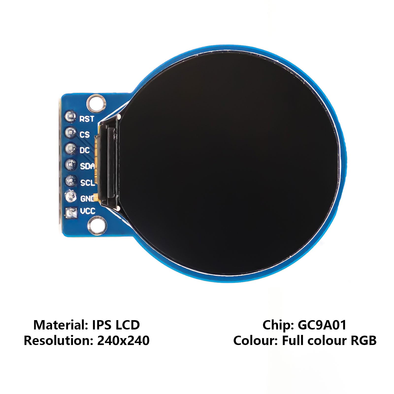 ARCELI 3Pcs GC9A01 1.28-Zoll Rundes TFT Display für Arduino, RGB IPS HD 240 x 240 Auflösung SPI-Schnittstelle LCD-Anzeigemodul für Anzeigegeräte, Echtzeitüberwachung und Instrumentenanzeige