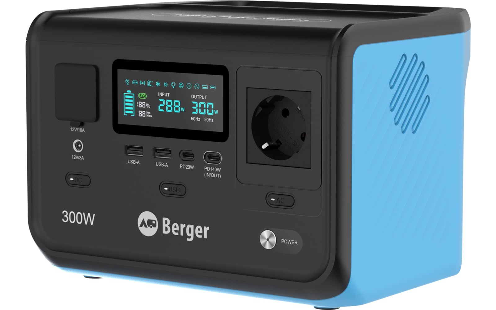 BERGER Energy Tragbare Powerstation | LiFePO4 Stromspeicher für Camping (300 W)