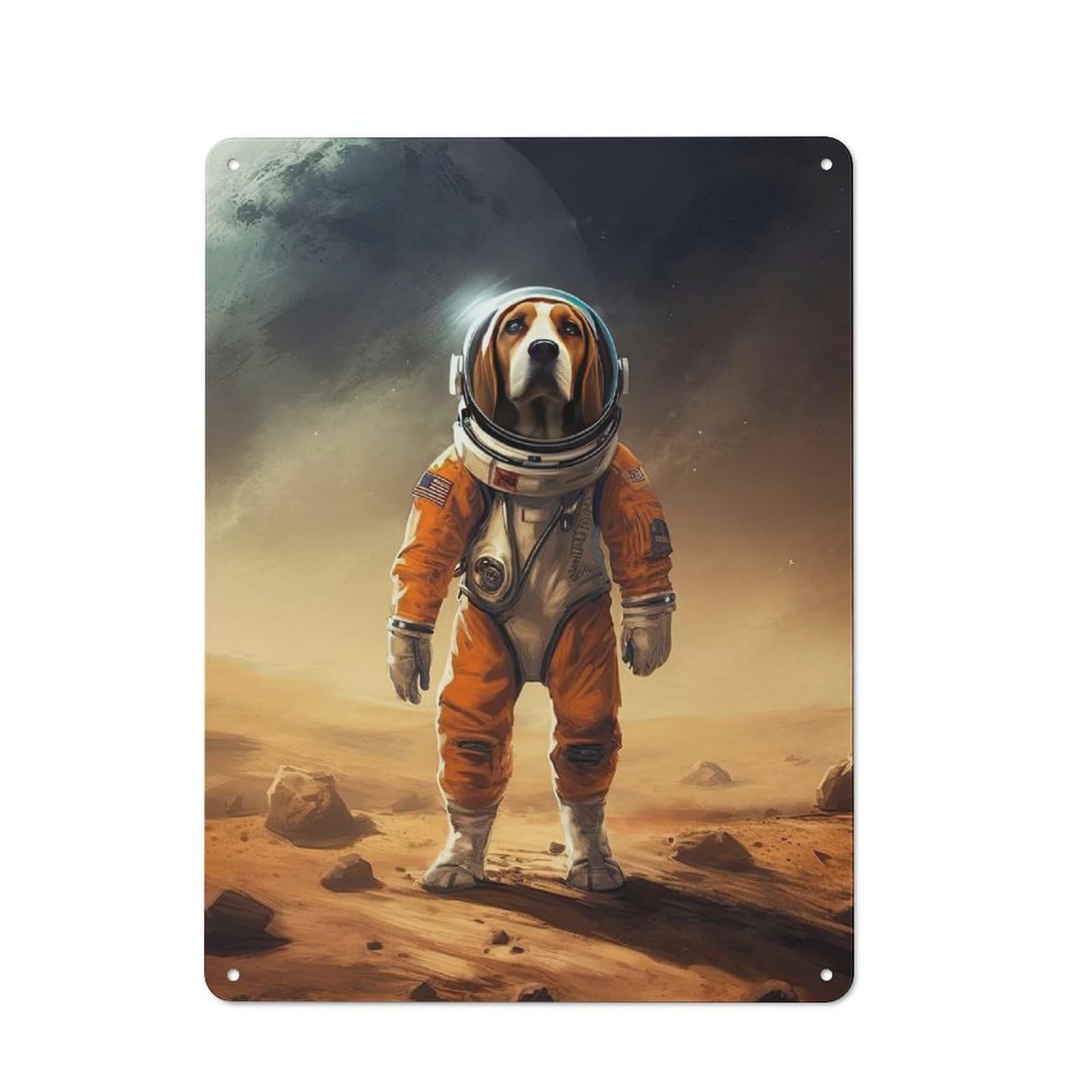 Junmoney Style-11 Rustic Metal Wall Sign 40X30cm Featuring Beagle Mars For Pub Or Café, For Vintage Wall Decor Fans, For Metal Sign Collectors