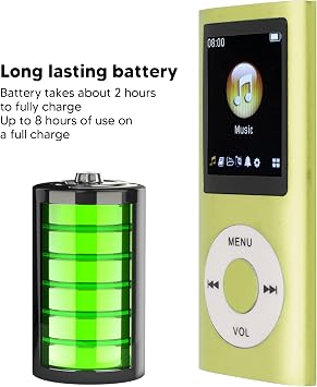 MP3 Player, Player with 1.8in LCD Screen Mini USB Port, Slim Classic Digital Voice Recorder with FM Radio, Speaker Lossless Sound, Supports Up to 64GB, Earphones Included (Green)