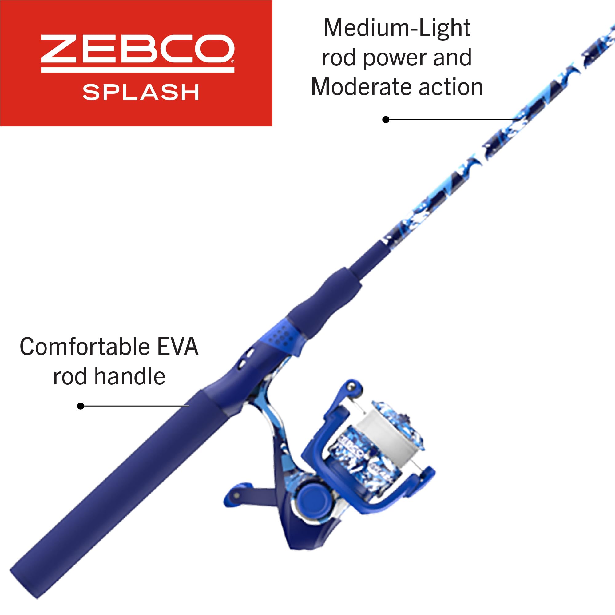 Amazon.com : Zebco Splash Spinning Reel and Fishing Rod Combo, 6