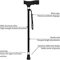 Vista 4 de ZAPION Walking Stick Elderly Cane, Old Man Walking Stick Tapping Stick T Handle Baston Elder Stable Crutch Hiking Elderly and Arthritis Seniors