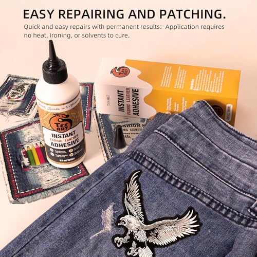 TSSART Instant Fabric Adhesive - Fast Drying Fabric and Leather Glue for Repairing and Patching, Strong Bonding Waterproof and Flexible - White, 6 fl oz - Thumbnail 4
