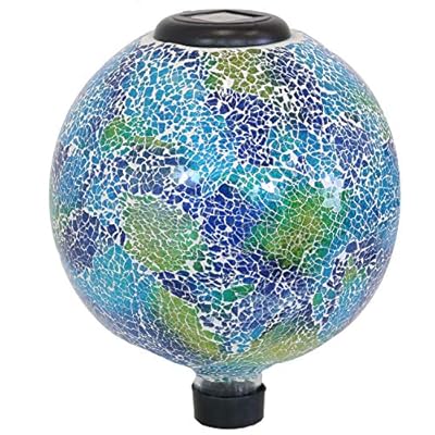 Extra Large Blue and Green Crackle Glass Solar Gazing Ball