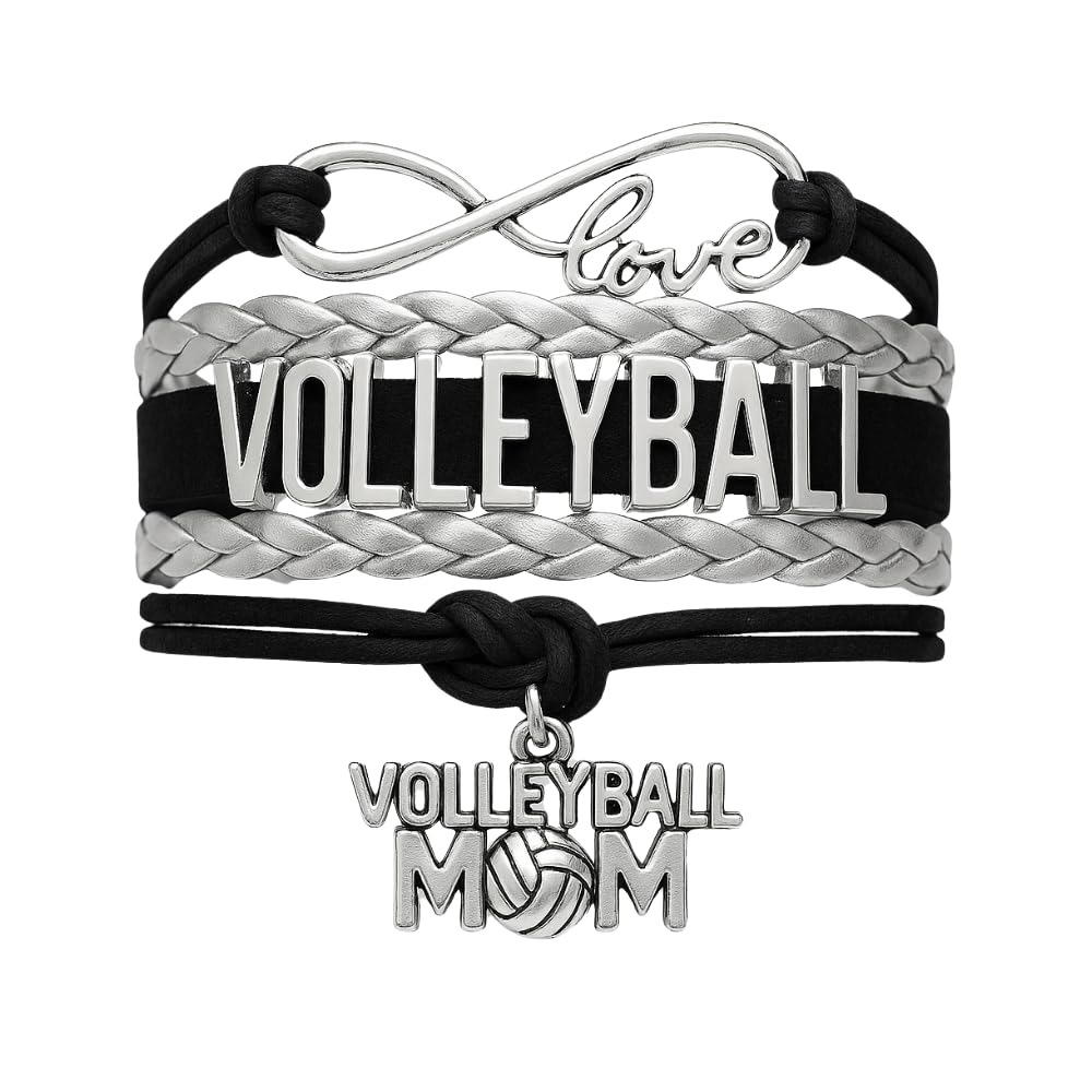Volleyball Bracelets For Girls- Ideal Volleyball Gifts &amp; Souvenirs. Adjustable Charm Bracelet with Moveable Letters, Infinity Symbol &amp; Silver Volleyball Charm. Fashionable Bracelets by SportyBella.