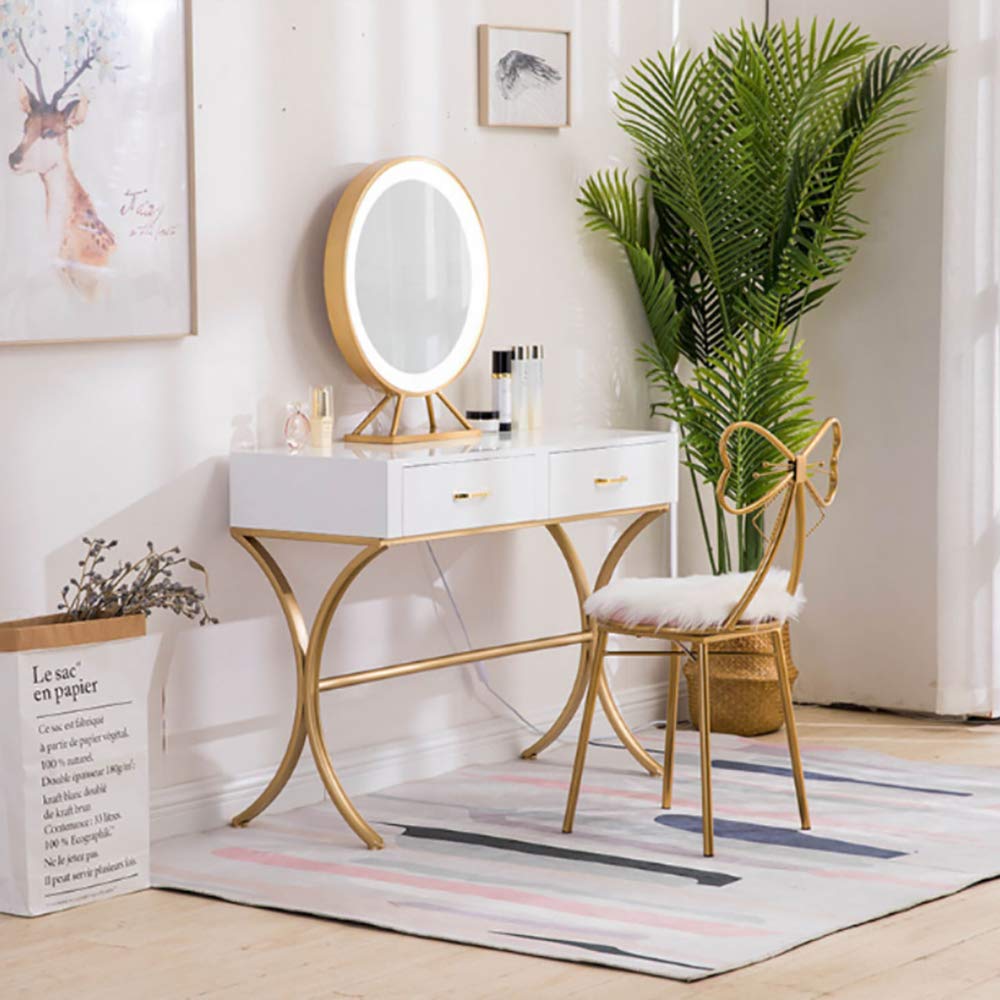 Amazon.co.jp: メイクアップミラー、調光可能な卓上化粧鏡、ゴールド