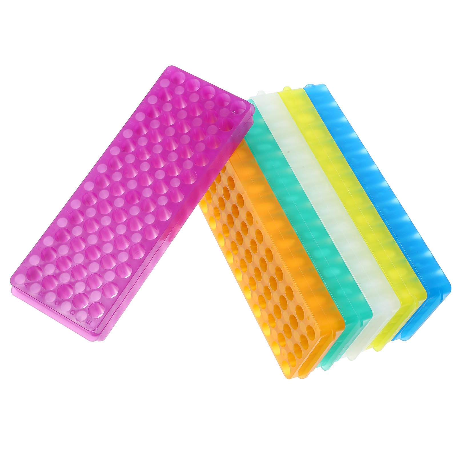 Veemoon 6Pcs Laboratory Test Tube Rack Set with 60 Holes Dual-Sided 0.5/1.5/2Ml Tube Holder Color-Coded for Pcr and Centrifuge Use